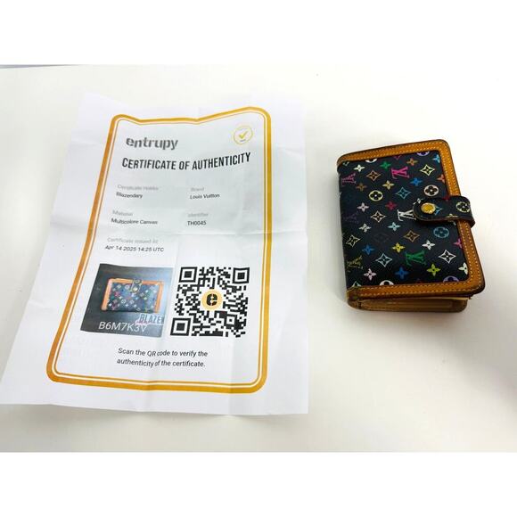 Louis Vuitton Multicolor Monogram Wallet Black Ltd Edition Takashi Murakami COA - Picture 3 of 8